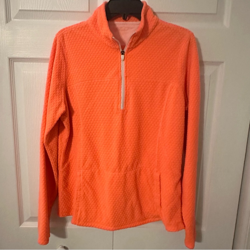 Women's Tek Gear Large Pull-over Orange L Mock Turtleneck Sweatshirt 1/4 Zipper